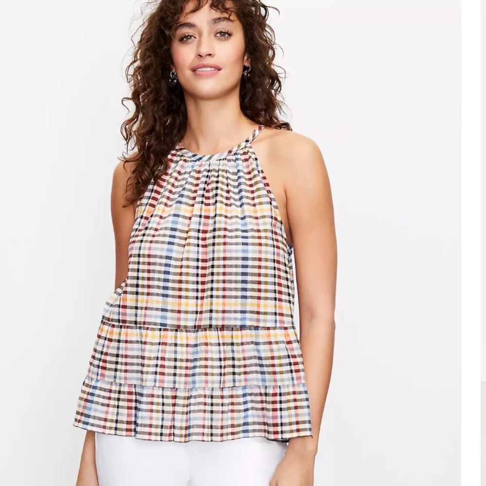 Loft plaid tiered cami xs